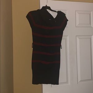 Blue dress with red stripes